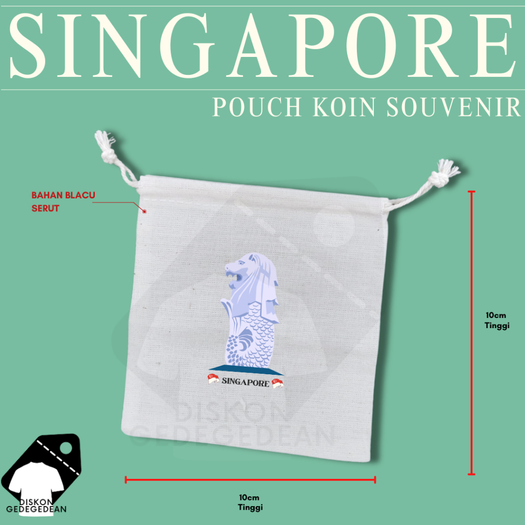 Diskongedegedean Pouch Dompet Koin Souvenir Singapore Dompet Koin Oleh Oleh Singapura Merlion Bahan 