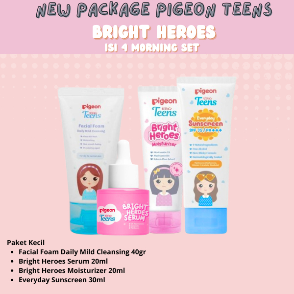 [ 1 PAKET ] Pigeon Teens Paket 4 in 1 Cerah Morning Set | Pigeon Teens Paket Mencerahkan | Glowing P
