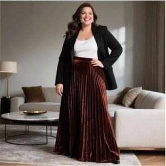 Rok Plisket Bludru Velvet Super JUMBO Panjang Premium Tebal BB 75-90kg