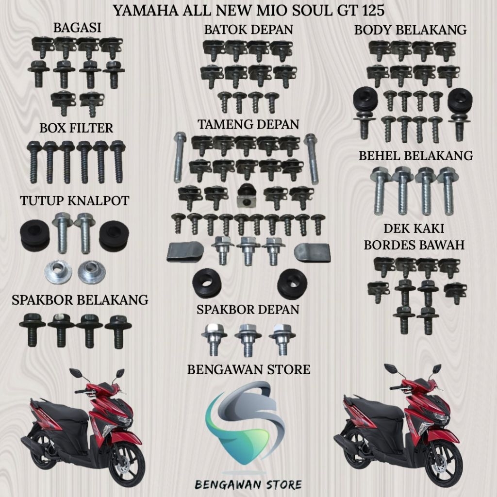 Baut Full Set Cover Bodi Body Yamaha All New Mio Soul GT 125