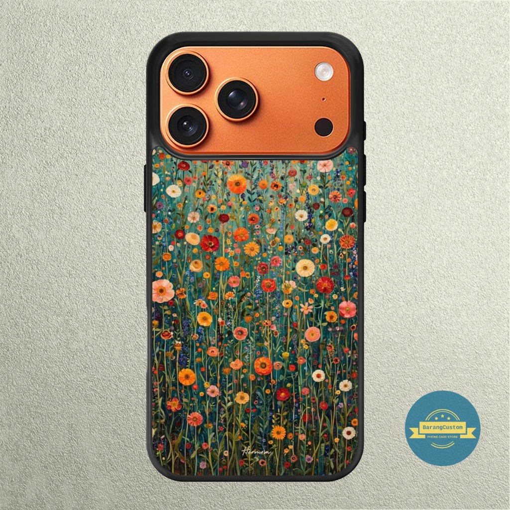 Case iPhone 17 16 15 14 13 12 11 Mini Plus Pro Max TPU Rubber Spring Floral