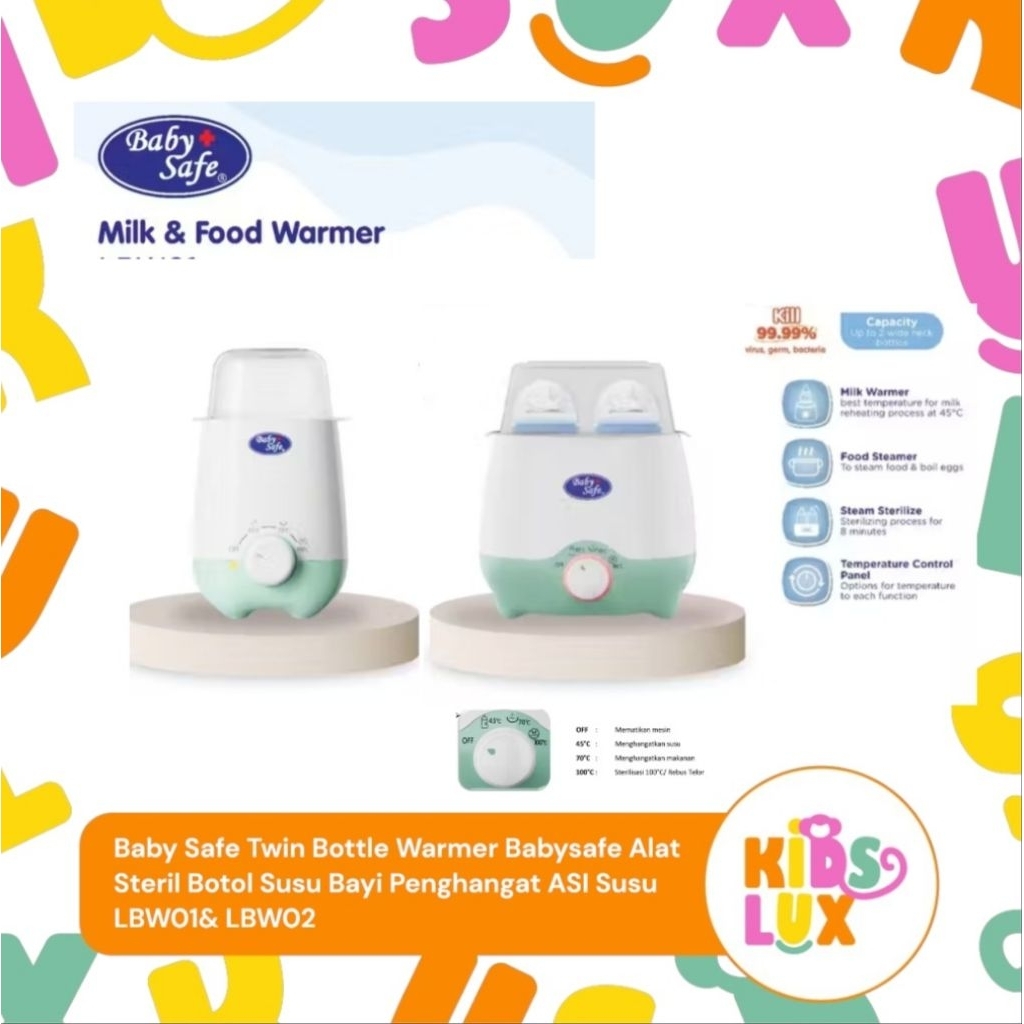 Baby Safe Twin Bottle Warmer Babysafe Alat Steril Botol Susu Bayi|Penghangat ASI Susu Makanan LBW01&