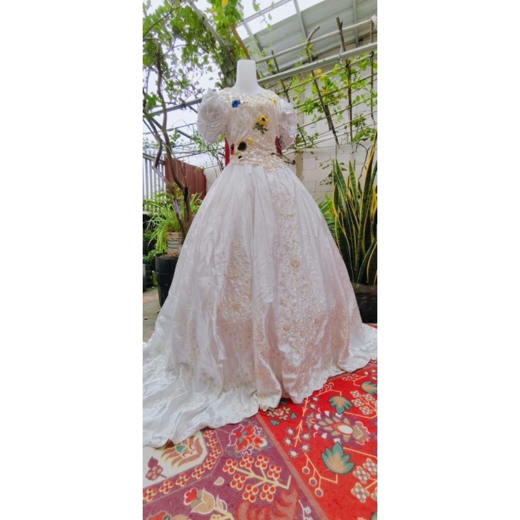 Dress/Gaun Noni Belanda Payet Flowers Lengan Balon - Pesta - Prewed - Prawedding - Prewedding - Phot