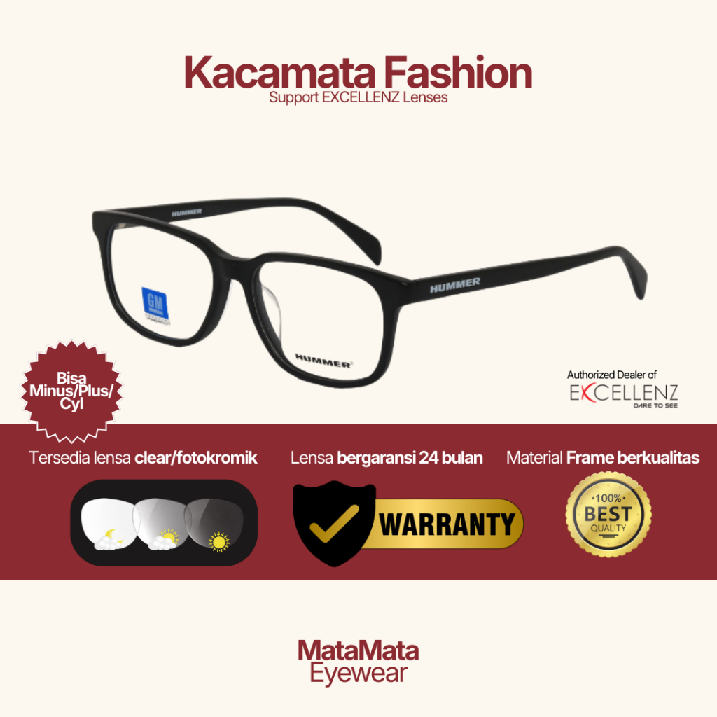 MataMata Eyewear HUMMER Klasik Kotak Hitam