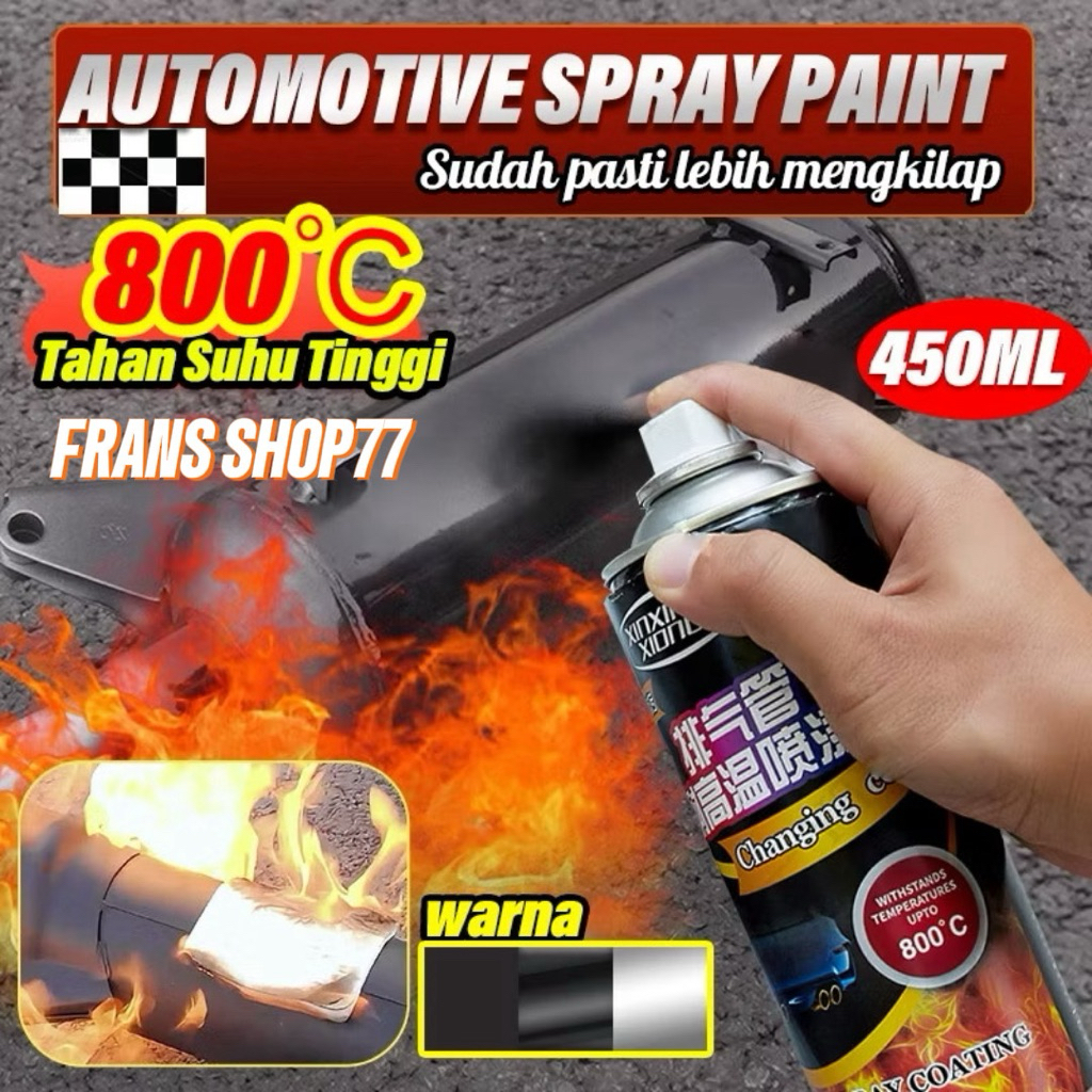 Cat Tahan Suhu Tinggi 800°C 400ML cat knalpot anti panas Pilox Diton Hi Temp Black Hitam Doff untuk 