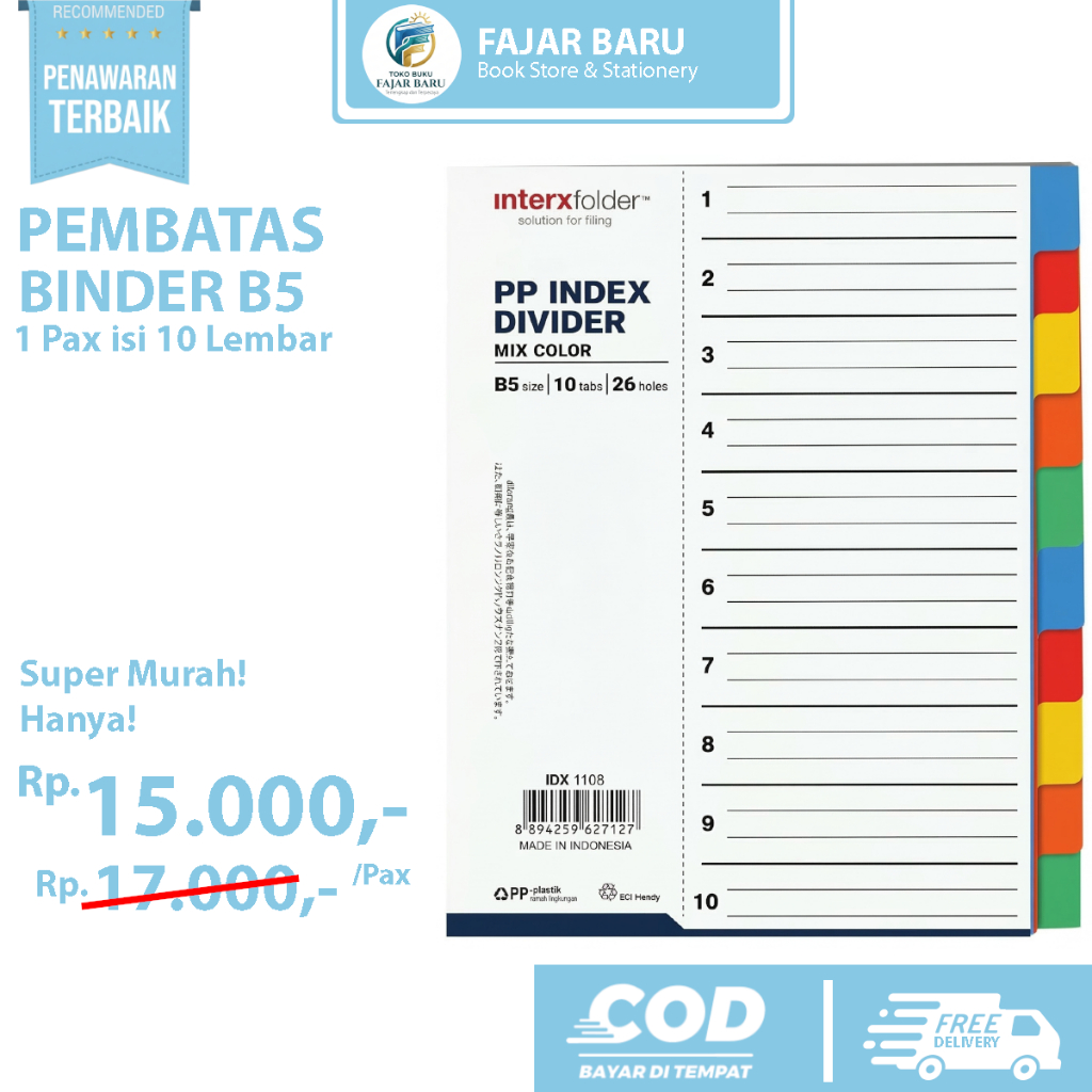 PEMBATAS BINDER B5 ISI 10