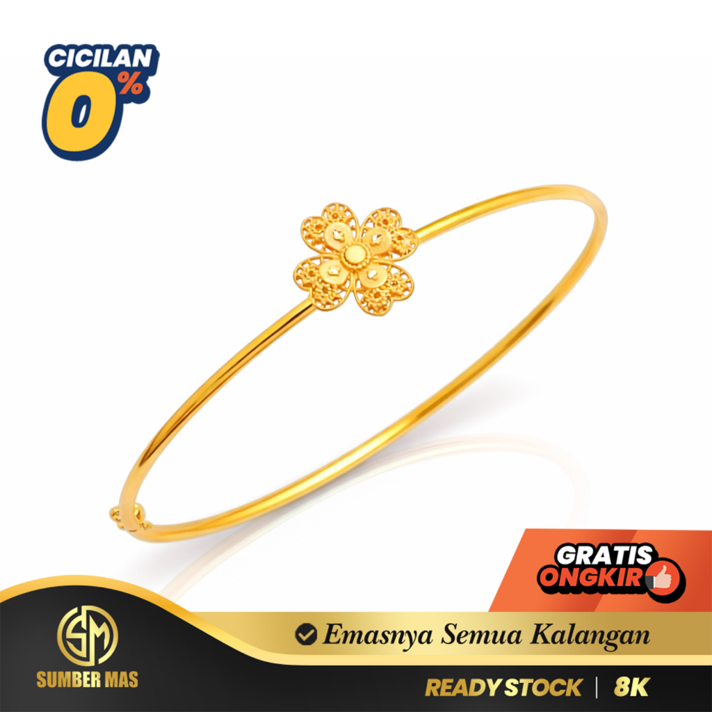 GELANG KOLONG EMAS FLOWER FASHION 8K - SUMBER MAS