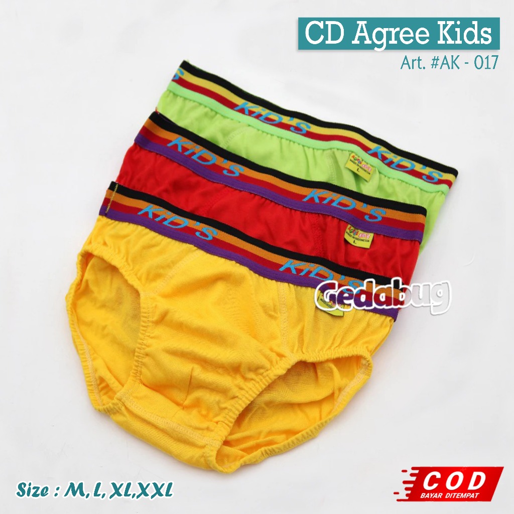 HARGA 3 PCS - Celana Dalam Anak Agree Kids AG 200 Mika | CD Anak Cowo Agree AG200 Karet Boxer Gedabu