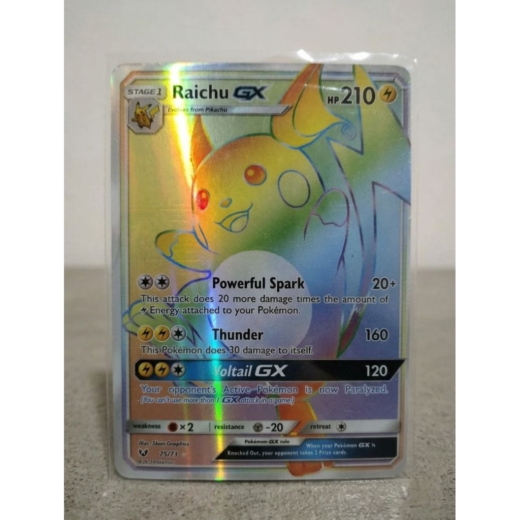 Kartu Pokemon Raichu GX 75/73 Shining Legends Rainbow GX Original Near Mint