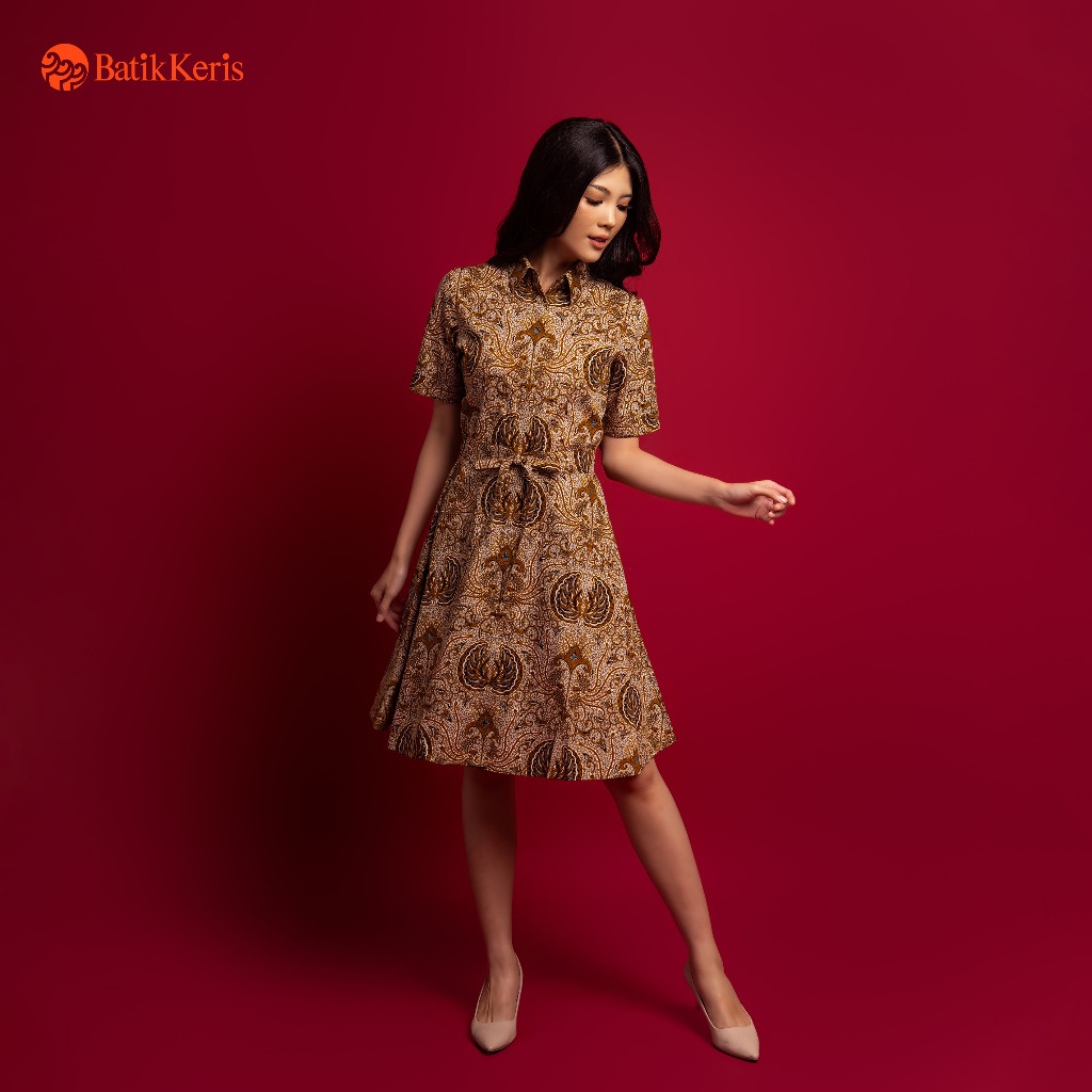 Batik Keris Dress Batik Lengan Pendek Motif Keris Reflection
