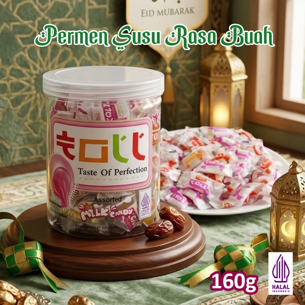 Toll Milk Candy Permen Susu Rasa Buah Stroberi Jeruk Taro Halal 160g Permen Susu Toll Toples Assorte