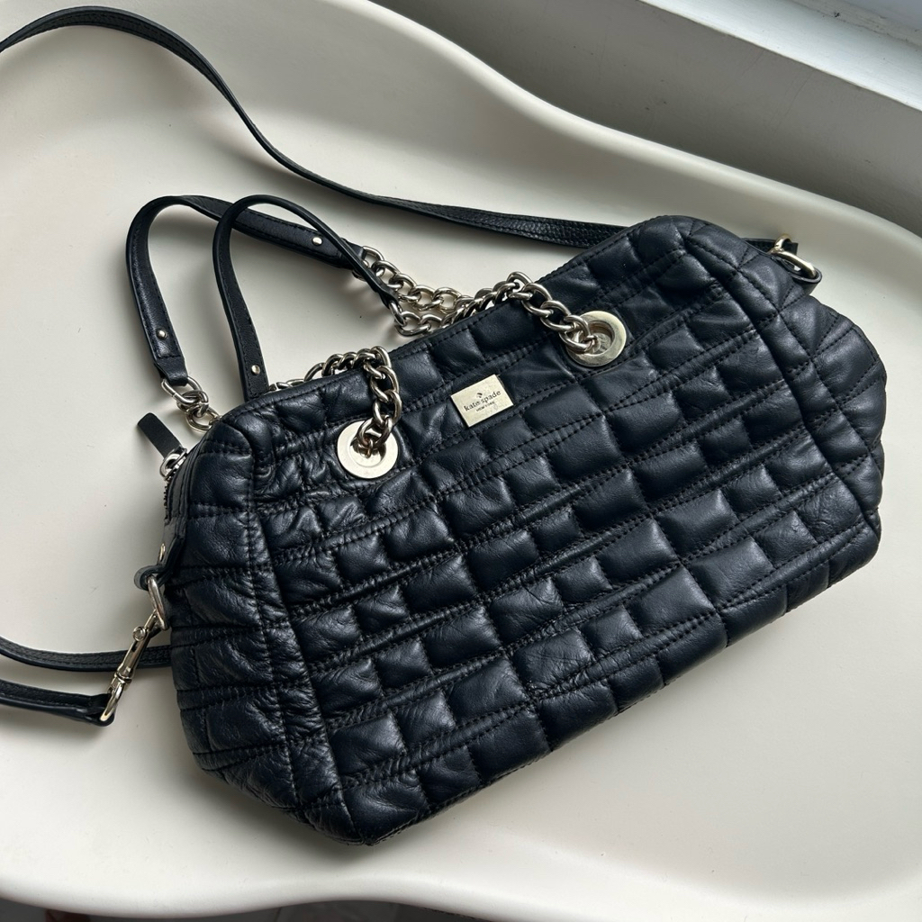 KS (pl) bag tas wanita black shoulder leather hitam kulit