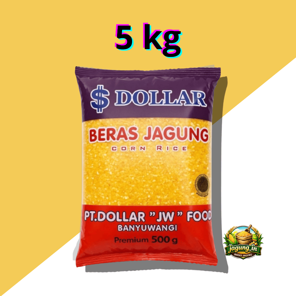 Beras Jagung 5 KG Merk Dollar PREMIUM Diet Alami Jagung Sehat Non Pengawet