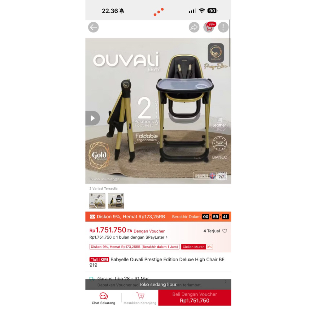 Babyelle Ouvali Prestige Baby High Chair