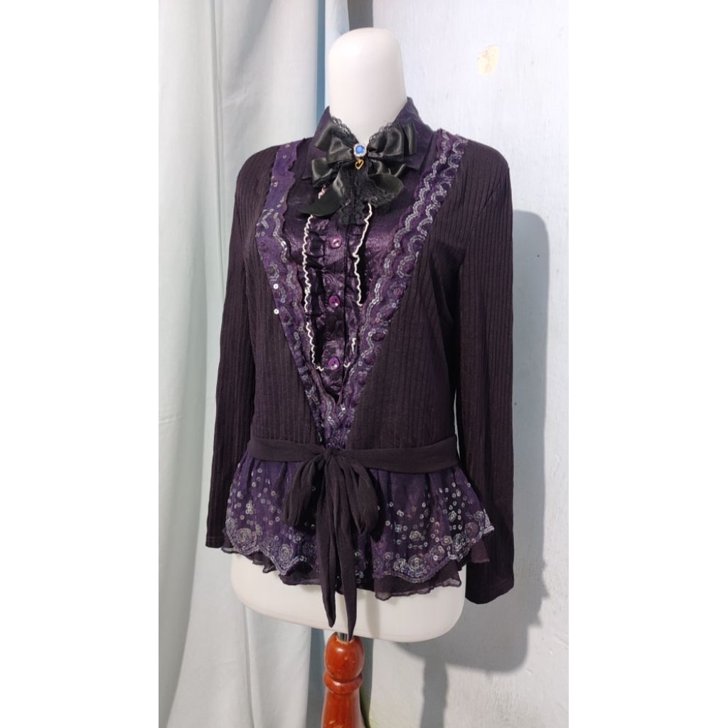 atasan jirai kei lolita inner casual ungu cantik