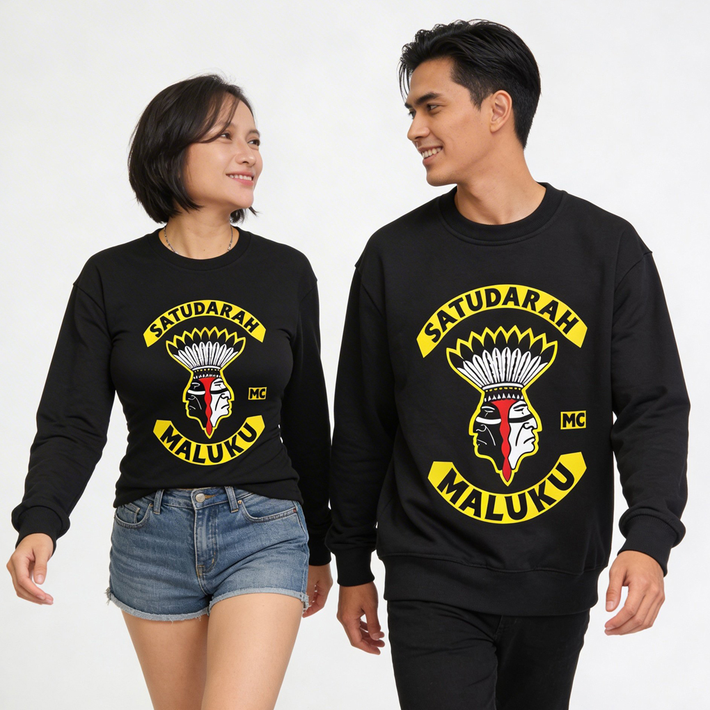 Crewneck Satu Darah Maluku Sweater Casual Unisex Bahan Cotton Fleece