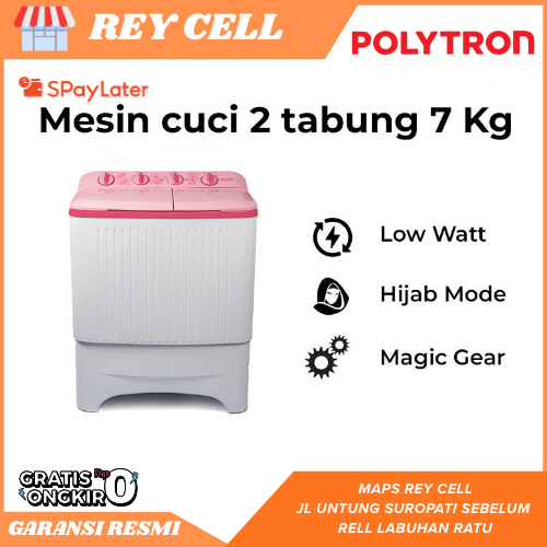 MESIN CUCI POLYTRON 7 KG 2 TABUNG 7073 FREE ONGKIR BANDAR LAMPUNG