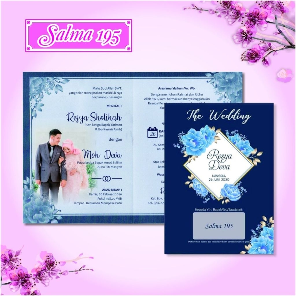 CETAK UNDANGAN PERNIAKAHAN TEMA BIRU | Salma 195 | PADANG INVITATION