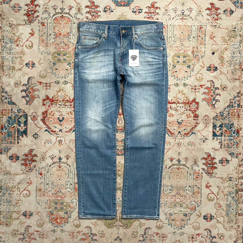 UJ Uniqlo Blue Washed Jeans Selvedge Accent Slim Straight Fit BL954