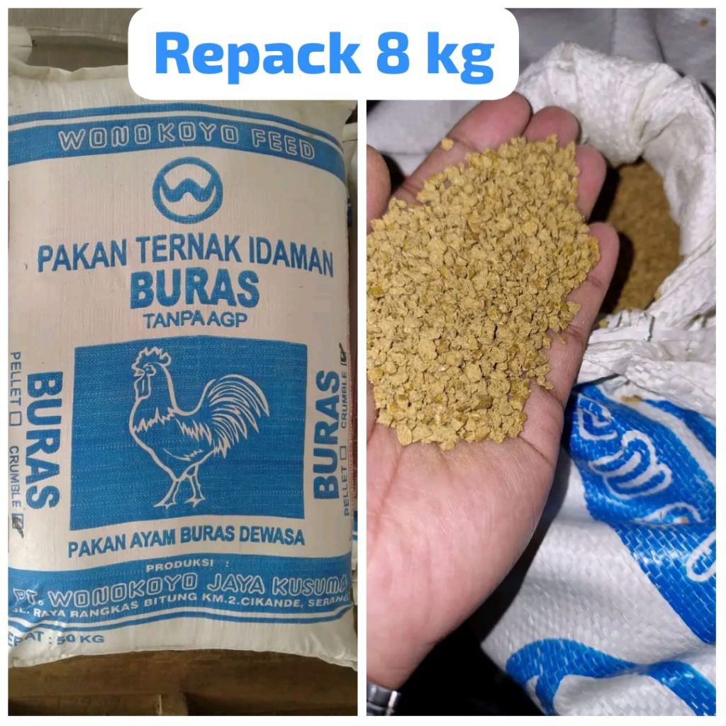 pakan ayam buras wonokoyo kemasan isi 8 kg bentuk crumble