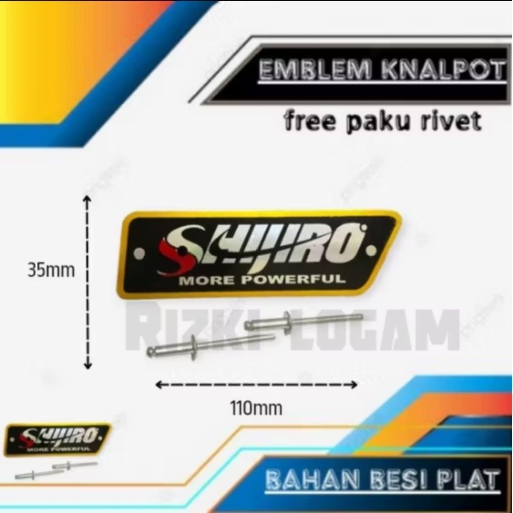 Emblem knalpot SHIJIRO Free paku rivet