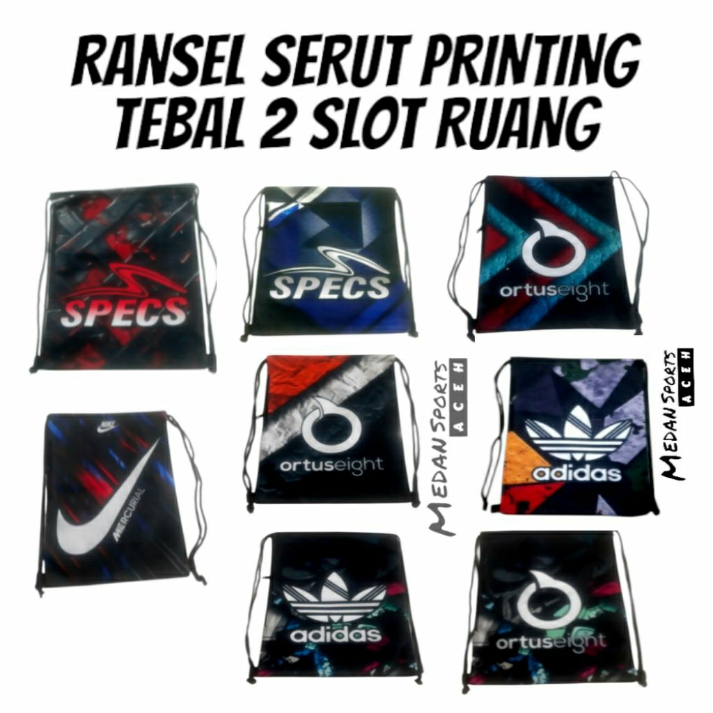 tas ransel sepatu tali sumbu printing sport