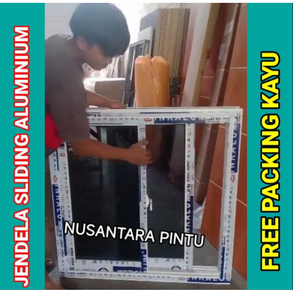 L80 X T100 JENDELA SLIDING ALUMUNIUM + KUSEN 4IN FREE PACKING KAYU