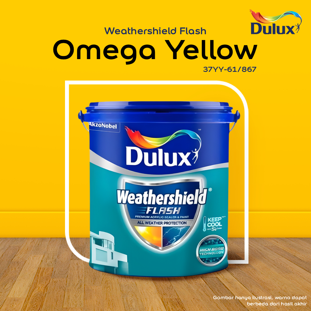 CAT TEMBOK OMEGA YELLOW DULUX WEATHERSHIELD FLASH - 2,5 LITER CAT OMEGA YELLOW 37YY-61/867 CAT TEMBO