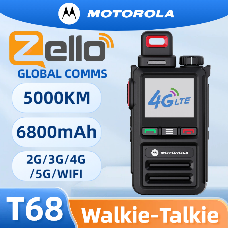 Zello POC Walkie Talkie Motorola T68 5000KM jarak jauh 6800mAh Handy Talkie HT Global 2G/3G/4G/5G LT