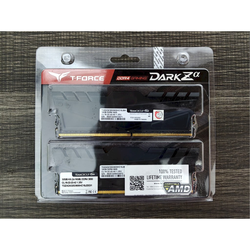 Teamgroup T-Force Dark Z-alpha 32GB (2x16GB) 3600 DDR4 RAM