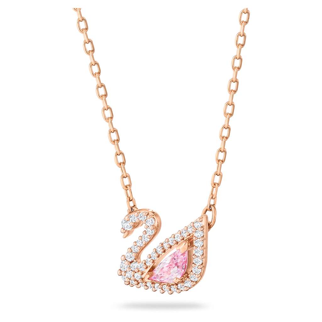 Swan Swarovski necklace pink women's pendant necklace with gift  box