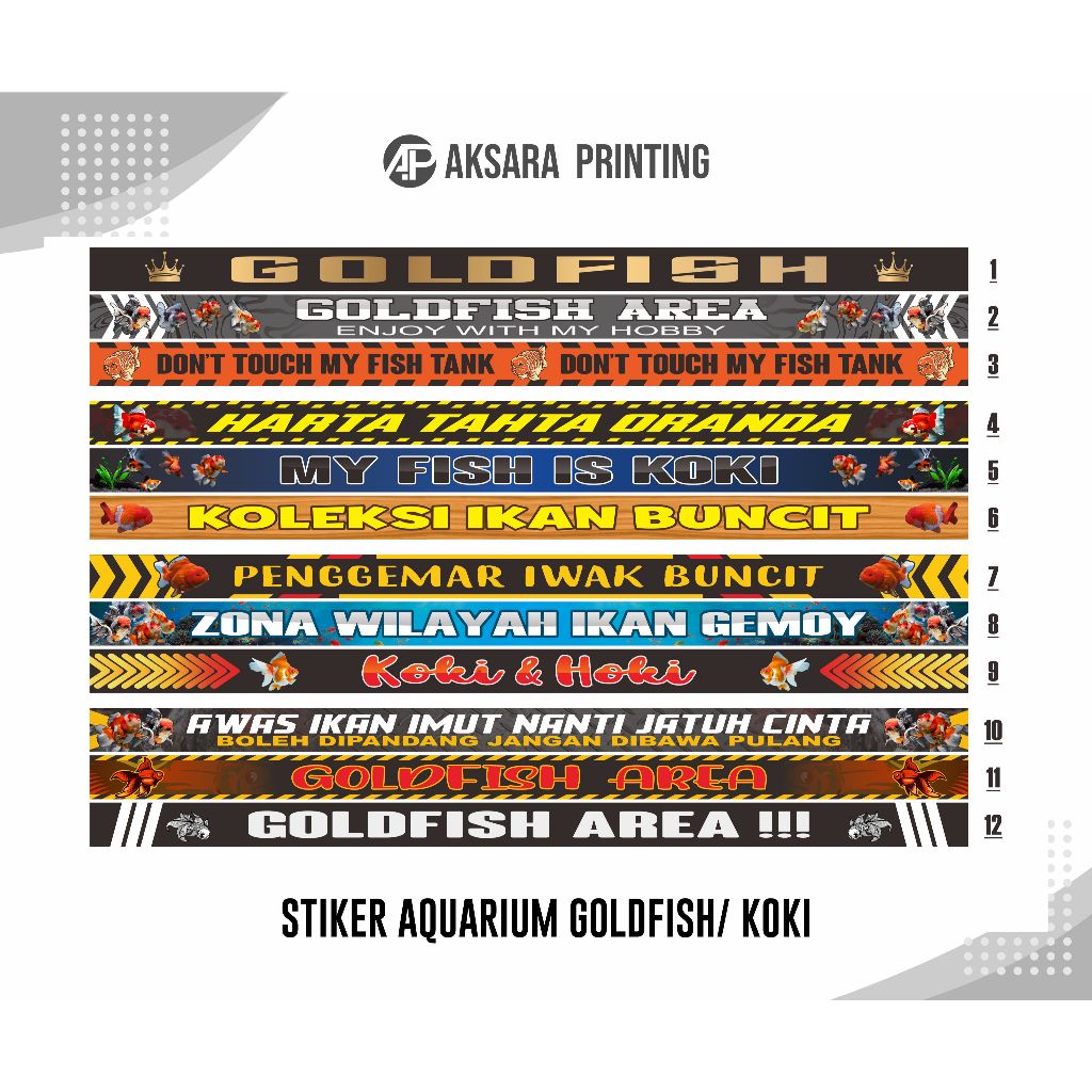 (Bisa Request Edisi Ikan Koki) Stiker aquarium setiker aquarium stiker tank stiker iwak galak stiker