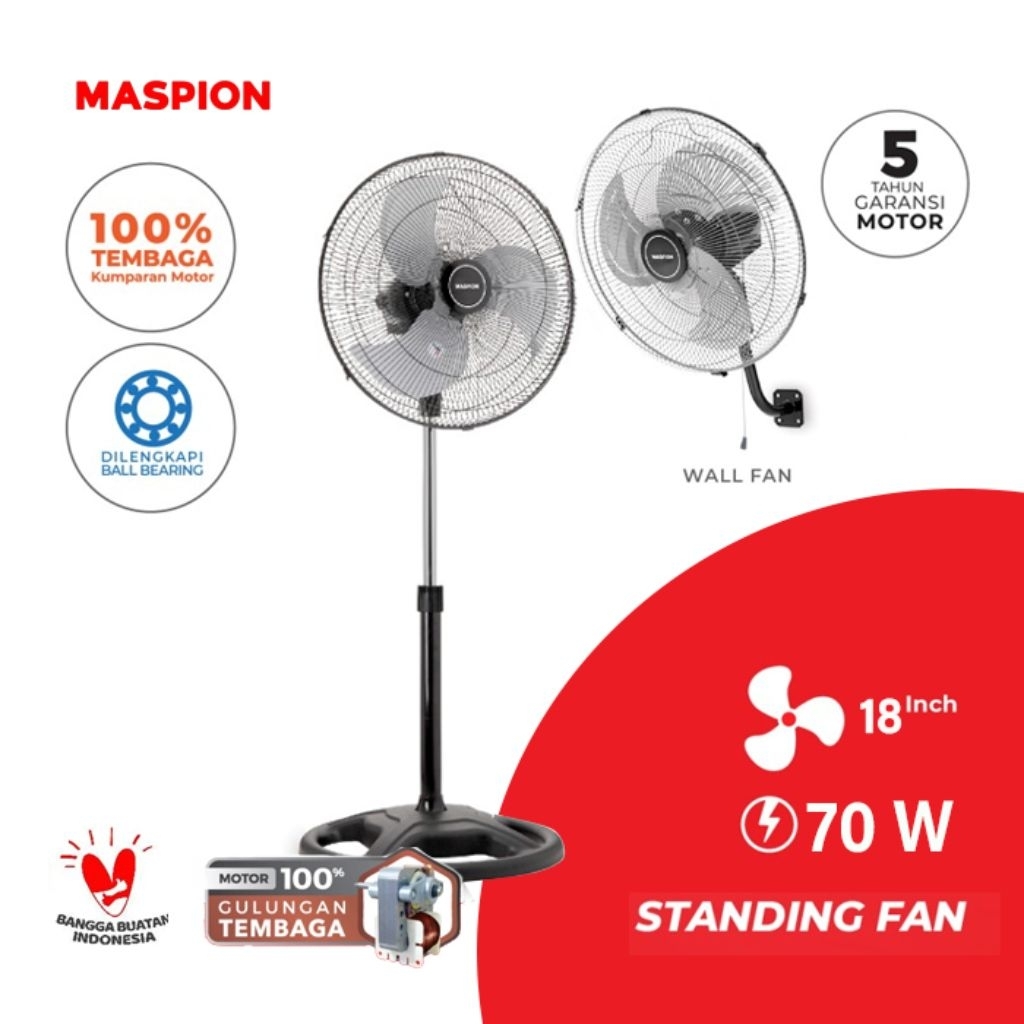 KIPAS ANGIN MASPION PW 453 PW453 BERDIRI DINDING GARANSI RESMI POWER KUAT KENCANG TERMURAH TERLARIS 
