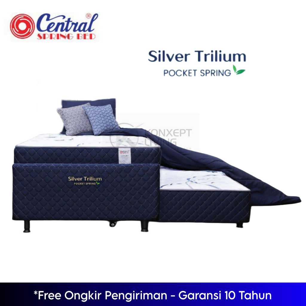 Central Springbed 2in1 Silver Trillium Tanpa Sandaran Ukuran 90x200 100x200 120x200