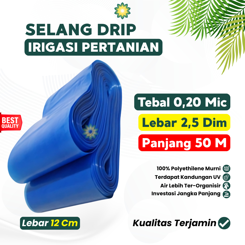 Selang Drip 2.5 Dim 0.20 Micron x 50 Meter Selang Irigasi Biru