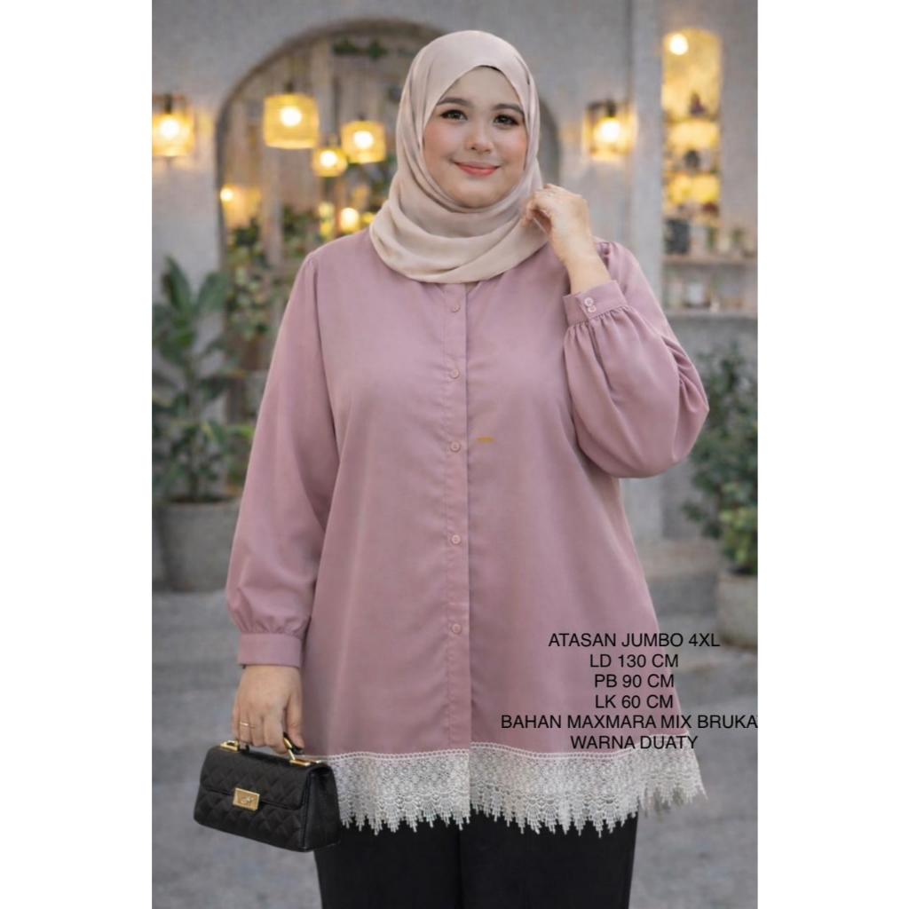 Tunik Kemeja Jumbo Ld 130 Cm Model Kombinasi Brukat - Keira Tunik