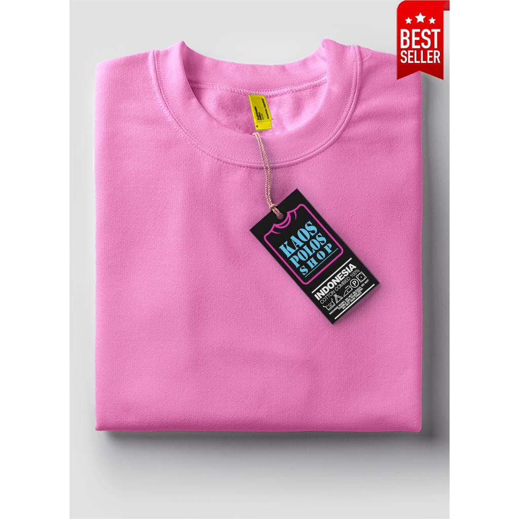 Kaos Polos Premium  Pink Cotton Combed 24s Lengan Pendek Dan Panjang