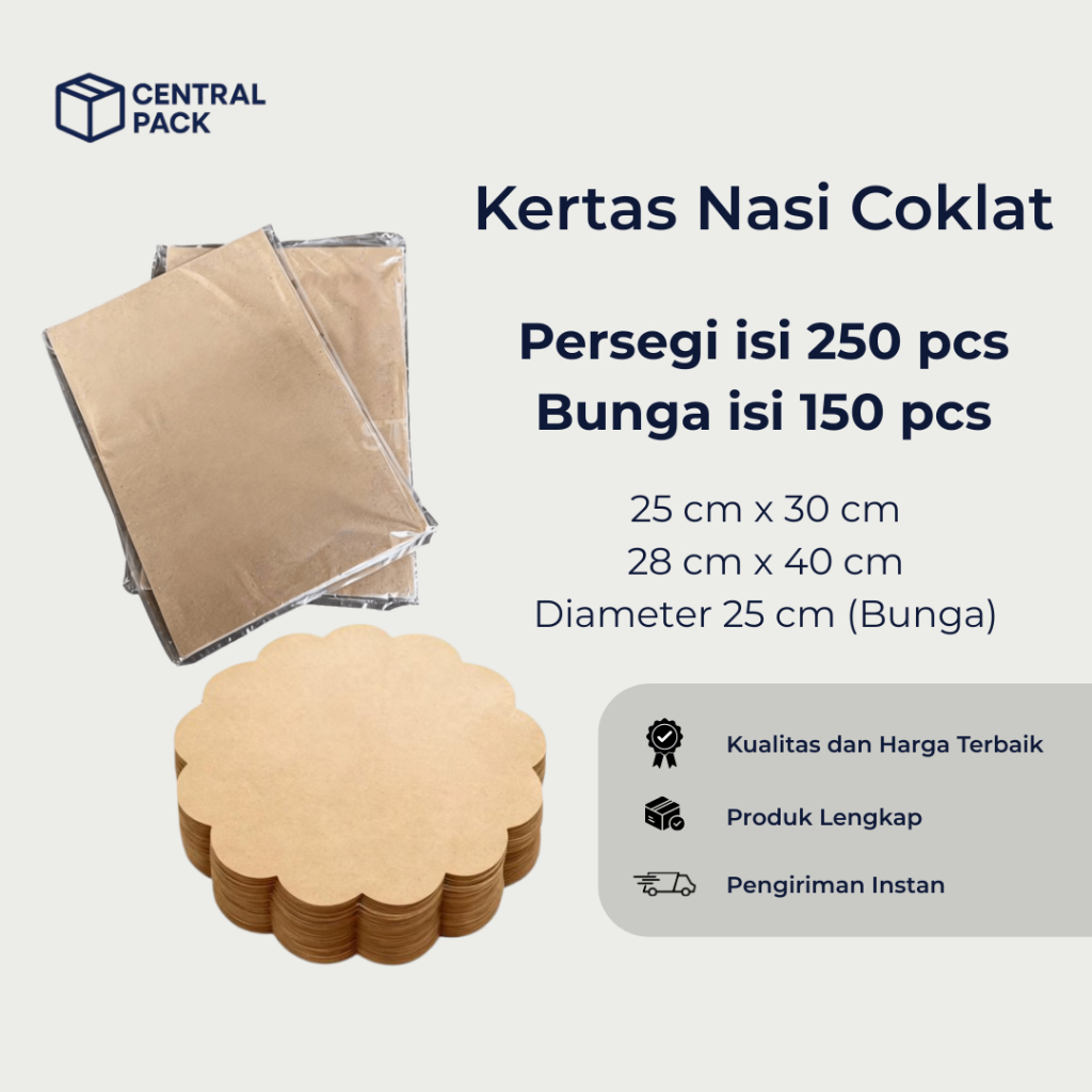 Kertas Nasi Coklat Bentuk Persegi & Bunga [Isi 250 pcs]