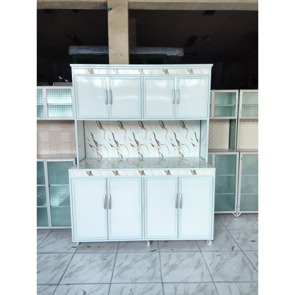 Rak Piring 4 Pintu Tiang Alumunium / Rak Piring 4 Pintu / Rak Piring Holo Alumunium / Drop Only Jabo