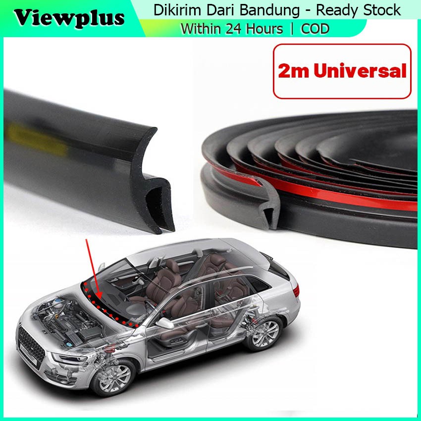 2Meter Seal Strip Karet Kaca Depan Mobil U Shape Pelindung Lis Karet Kaca Mobil Universal