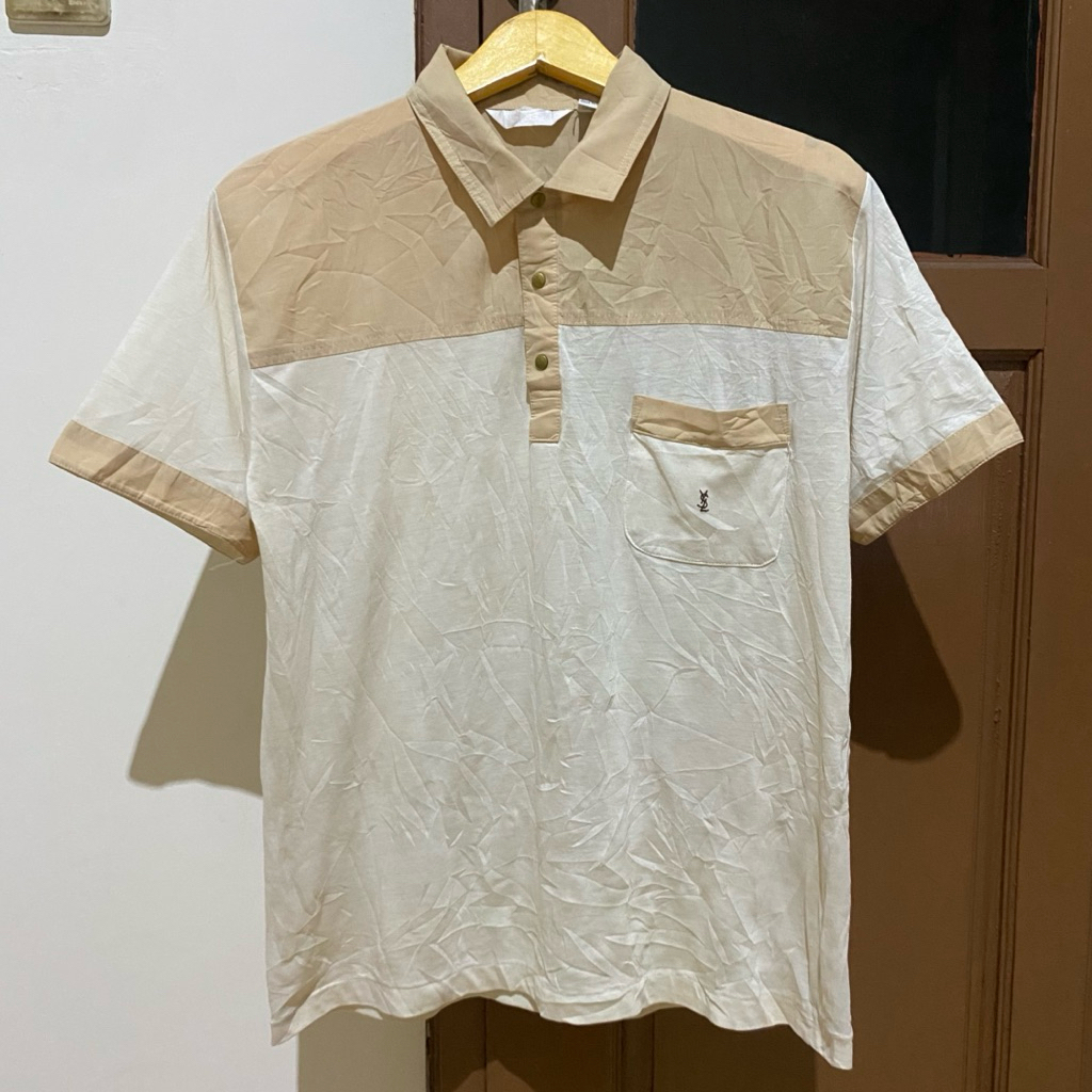 Vintage Yves Saint Laurent Button Short Sleeve Kemeja Authentic