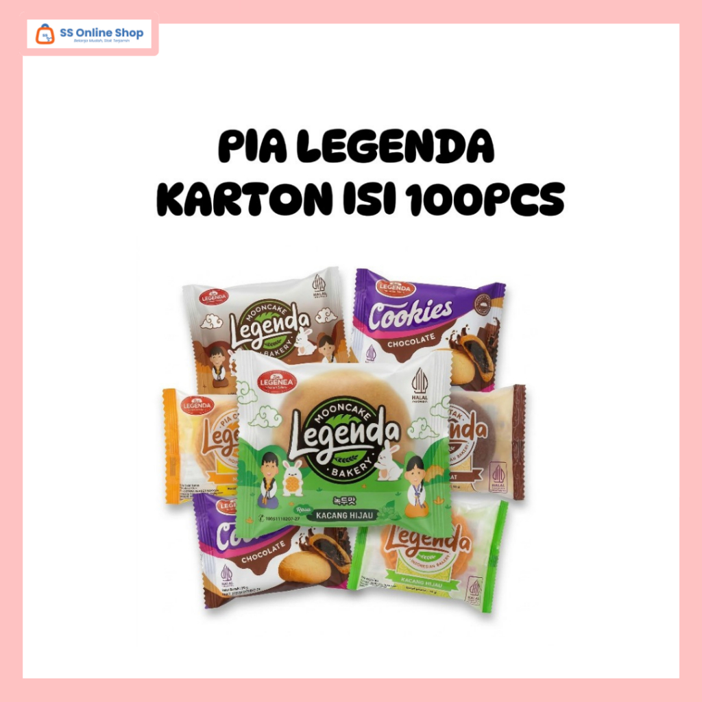 [SS ONLINE 100% ORI KARTON] PIA CETAK LEGENDA Kacang Hijau Cokelat KARTON isi 100 PCS – Kue Pia Anek
