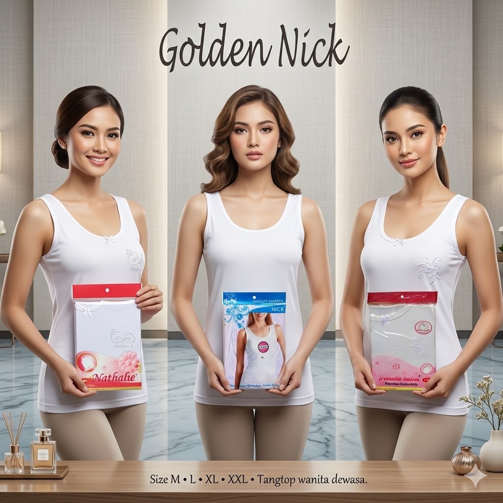 SINGLET NATHALIE / Kaos Dalam Wanita / Singlet / Kamisol / Kaos / Tank TOP Wanita / Golden Nick / Si