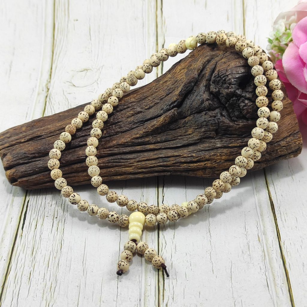 TASBIH BUDDHIST 108 BIJI BODHI PUTIH D06