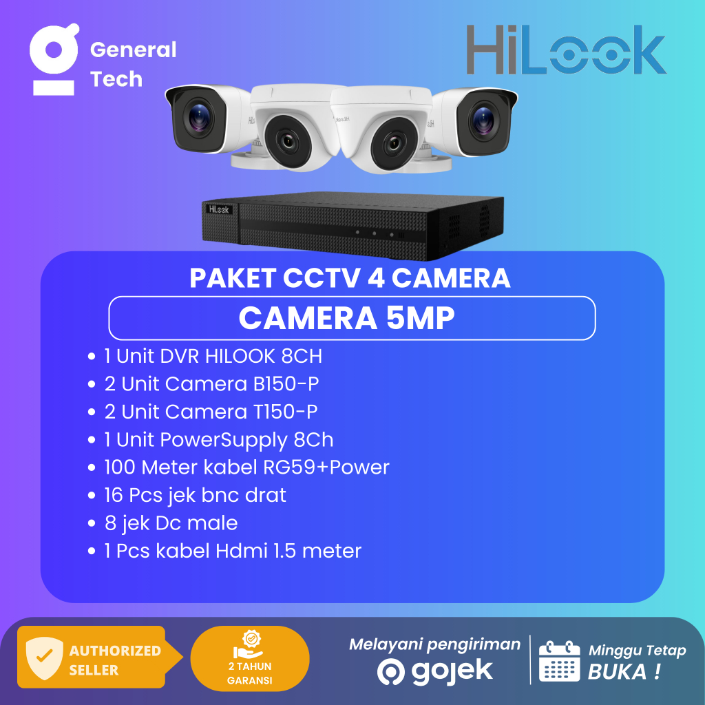 Paket CCTV 4 Camera Hilook 5MP Hilook