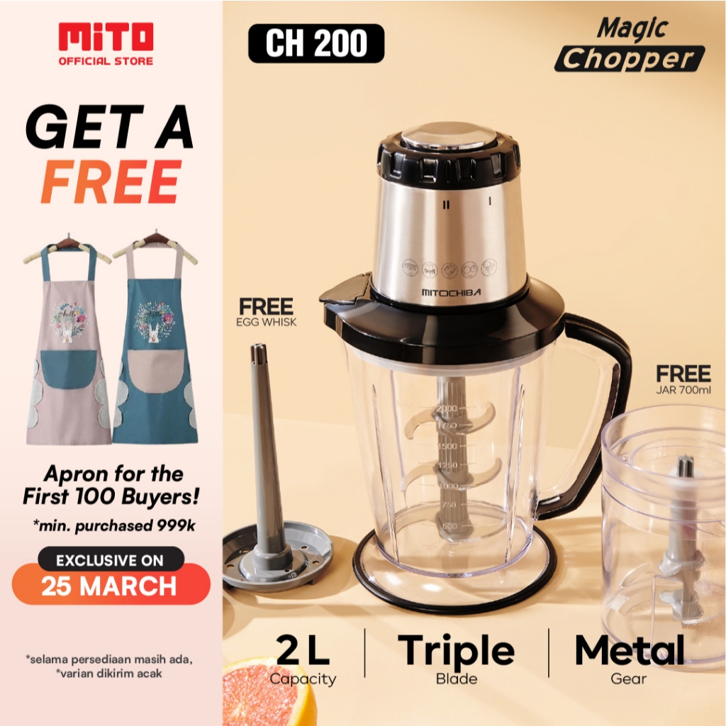 Mitochiba CH200 Food Chopper - Blender Multifungsi Stainless Steel