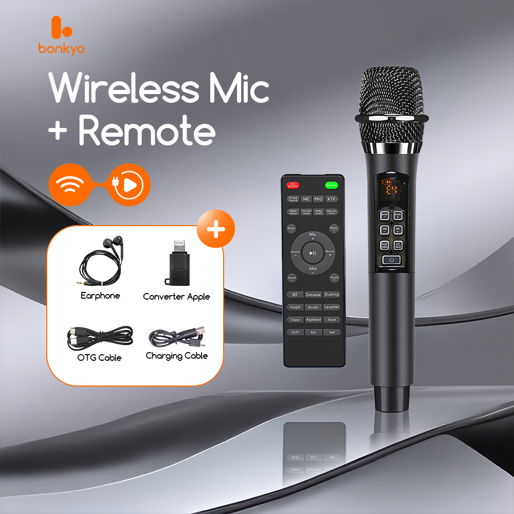 Bonkyo Wireless Mic + Soundcard Profesional | DSP Noise Reduction, OTG USB-C | Untuk Live Streaming 