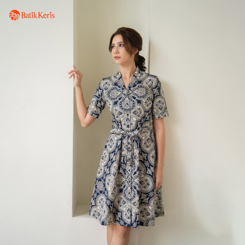 Batik Keris Dress Batik Lengan Setali Motif Keris Aditya