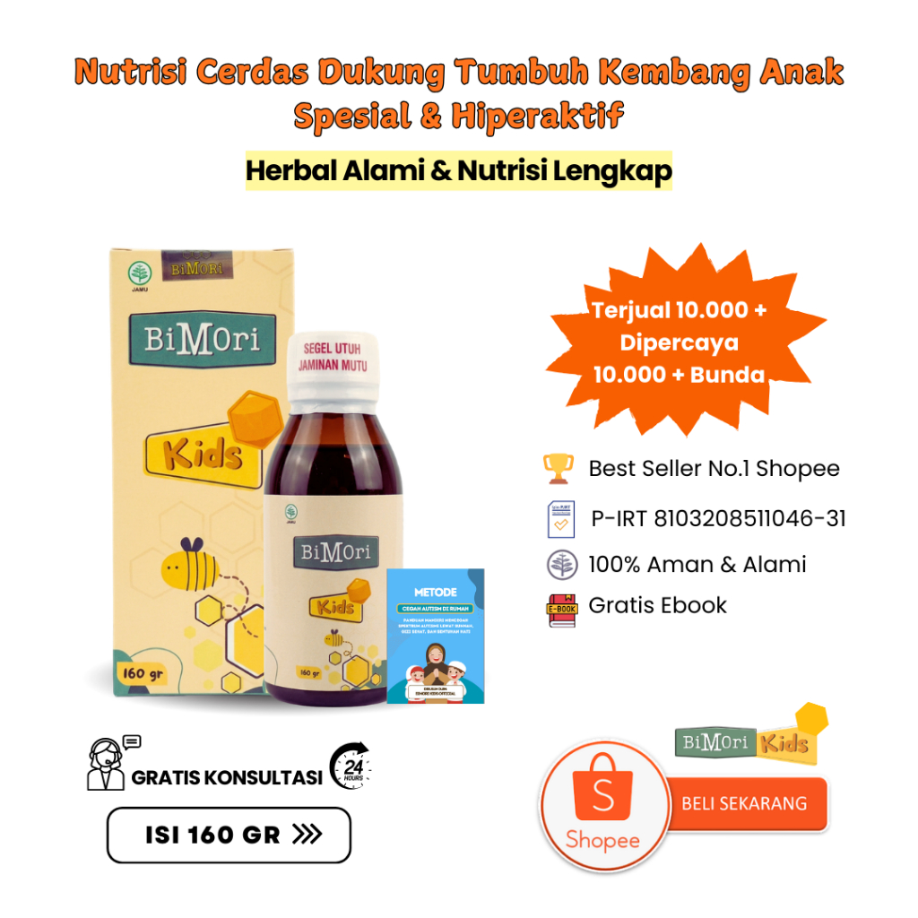 Bimori Kids Obat Autisme Anak Atasi Anak Hiperaktif Adhd - Speech Delay Telat Bicara Multivitamin