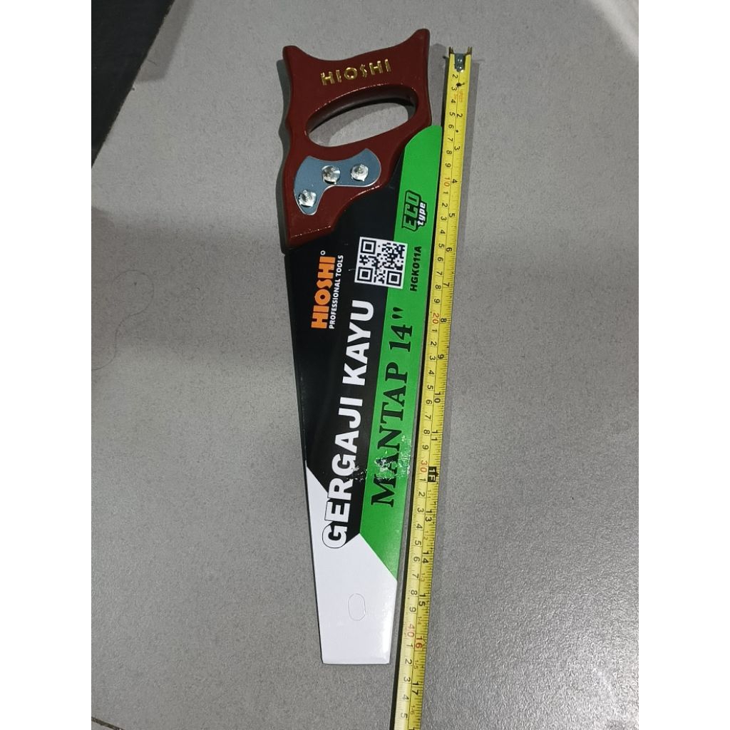 Gergaji Kayu HIOSHI 14 Inch Mantap | Gergaji Tangan Tajam Kuat | Alat Potong Kayu Tukang Profesional